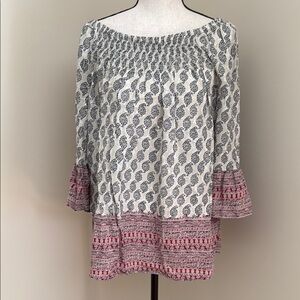 BeachLunchLounge Size L Patterned Off-Shoulder Women's Blouse